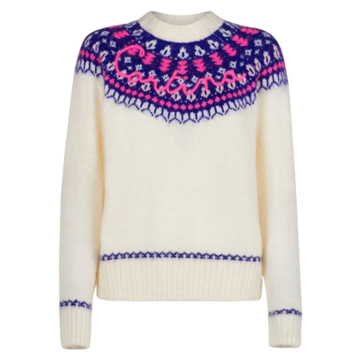 Shop Mc2 Saint Barth Woman Nordic Sweater With Cortina Embroidery In White