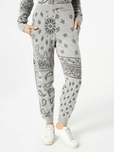 Shop Mc2 Saint Barth Woman Lightweight Knit Sweatpants With Grey Bandanna Print In White