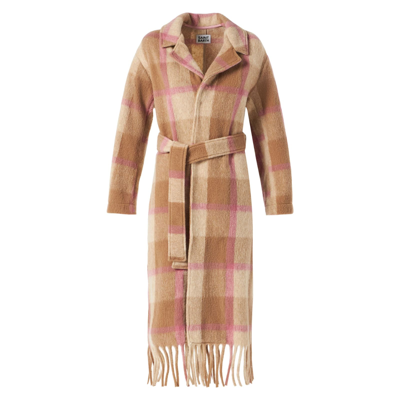 Mc2 Saint Barth Woman Long Coat With Fringes In White