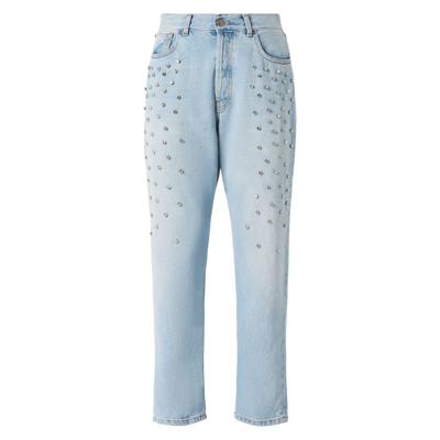 Shop Mc2 Saint Barth Woman Jeans With Rhinestones