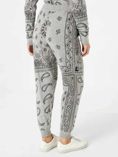 Shop Mc2 Saint Barth Woman Lightweight Knit Sweatpants With Grey Bandanna Print In White