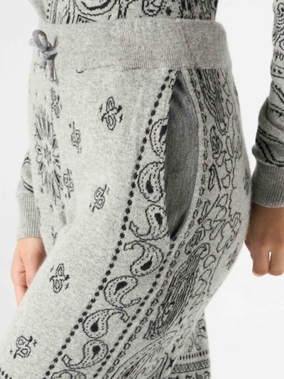 Shop Mc2 Saint Barth Woman Lightweight Knit Sweatpants With Grey Bandanna Print In White