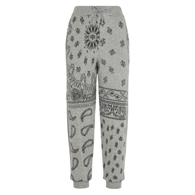 Shop Mc2 Saint Barth Woman Lightweight Knit Sweatpants With Grey Bandanna Print In White