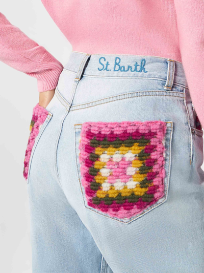 Shop Mc2 Saint Barth Woman Jeans With Pockets In Crochet