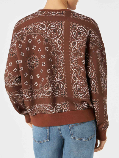 Mc2 Saint Barth Woman Fleece Sweatshirt With Bandanna Print In Brown