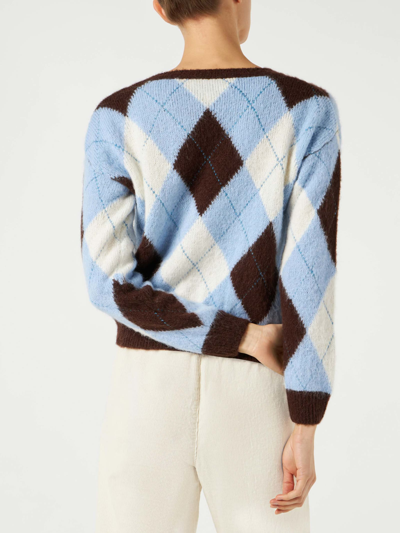Mc2 Saint Barth Woman Cropped Sweater With Argyle Pattern In Multicolor