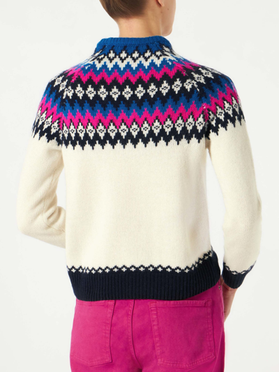 Shop Mc2 Saint Barth Woman Crewneck Nordic Jacquard Sweater