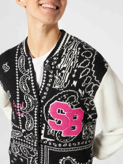 Mc2 Saint Barth Woman College Jacket With Bandanna Print In Black