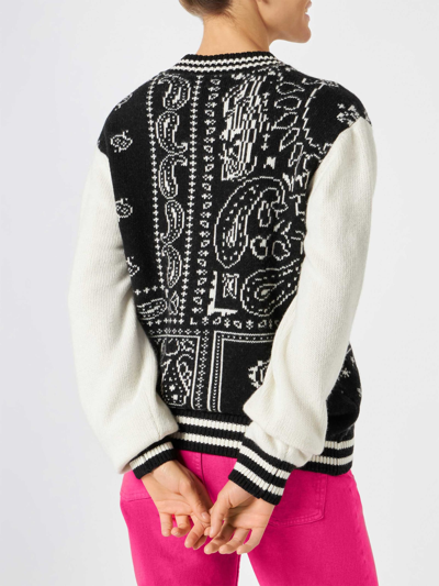 Shop Mc2 Saint Barth Woman College Jacket With Bandanna Print In Black