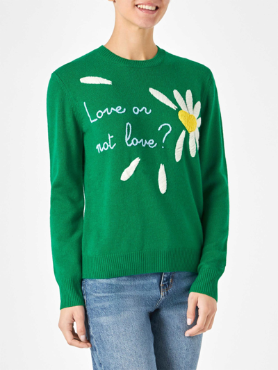 Mc2 Saint Barth Woman Brushed Sweater With Daisy Print