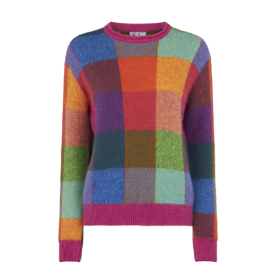 Mc2 Saint Barth Woman Brushed Sweater With Check Pattern In Multicolor