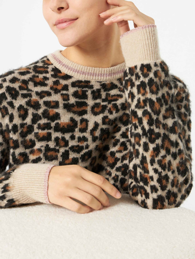 Mc2 Saint Barth Woman Brushed Sweater With Leopard Pattern In Multicolor