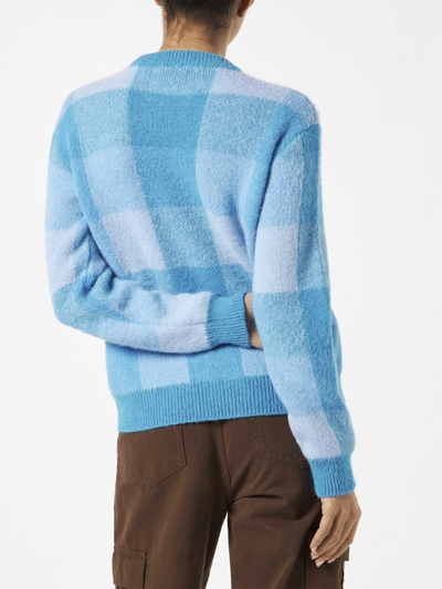 Mc2 Saint Barth Woman Brushed Sweater With Check Pattern In Blue