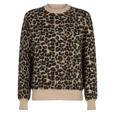 Mc2 Saint Barth Woman Brushed Sweater With Leopard Pattern In Multicolor