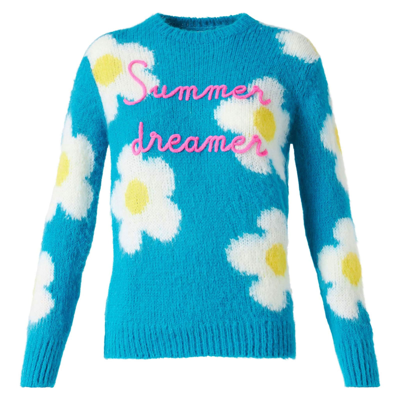 Shop Mc2 Saint Barth Woman Brushed Sweater With Daisies And Summer Dreamer Embroidery