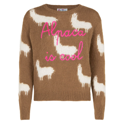 Mc2 Saint Barth Woman Brushed Sweater With Alpaca And Alpaca Is Cool Embroidery