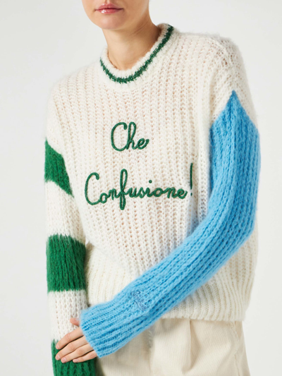 Mc2 Saint Barth Woman Brushed Crewneck Sweater With Lettering