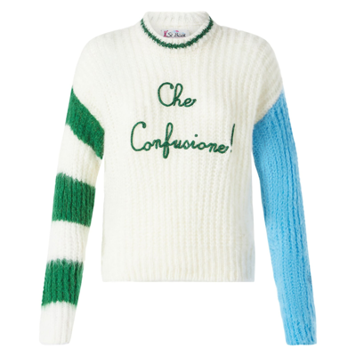 Mc2 Saint Barth Woman Brushed Crewneck Sweater With Lettering
