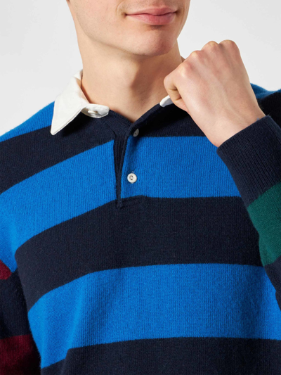 Mc2 Saint Barth Striped Knitted Polo In Multicolor