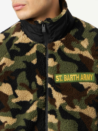 Shop Mc2 Saint Barth Sherpa Jacket With Patch In Green