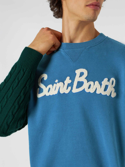 Shop Mc2 Saint Barth Man Sweatshirt With Knitted Sleeves