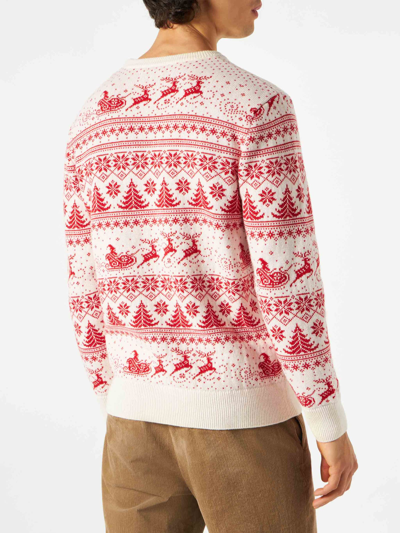 Shop Mc2 Saint Barth Man White Sweater With Christmas Print