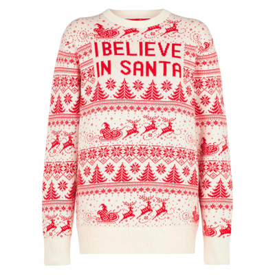Mc2 Saint Barth Man White Sweater With Christmas Print In White