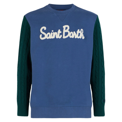 Shop Mc2 Saint Barth Man Sweatshirt With Knitted Sleeves