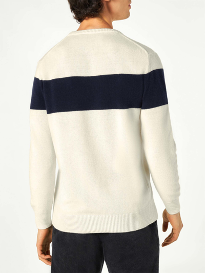 Mc2 Saint Barth Man Sweater With Après Ski Writing In White
