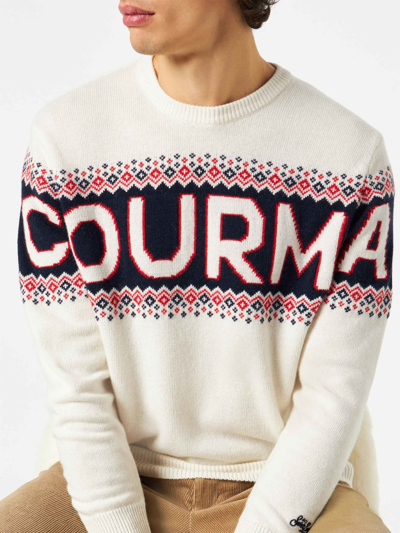 Shop Mc2 Saint Barth Man Sweater With Courma Lettering In White
