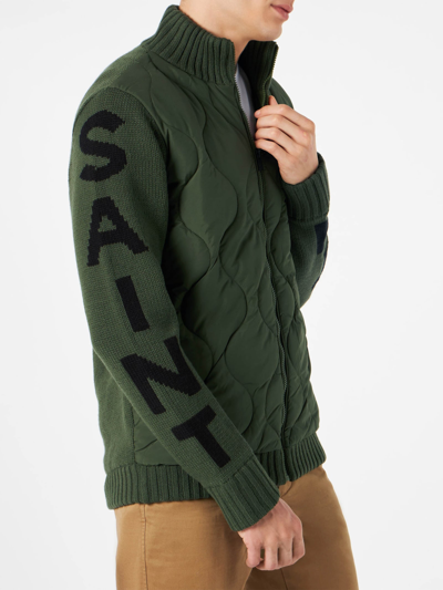 Shop Mc2 Saint Barth Man Military Green Padded Jacket