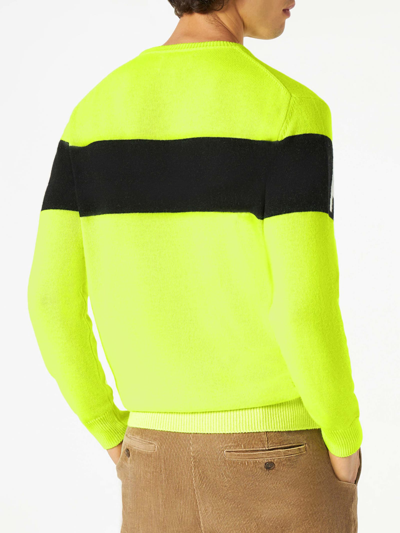 Shop Mc2 Saint Barth Man Sweater With Apres Ski Lettering In Yellow