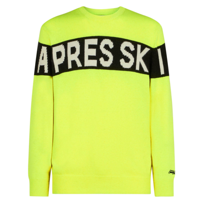 Shop Mc2 Saint Barth Man Sweater With Apres Ski Lettering In Yellow