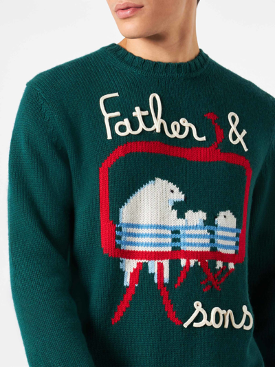 Mc2 Saint Barth Father Sons Green Polar Ski Sweater In Green