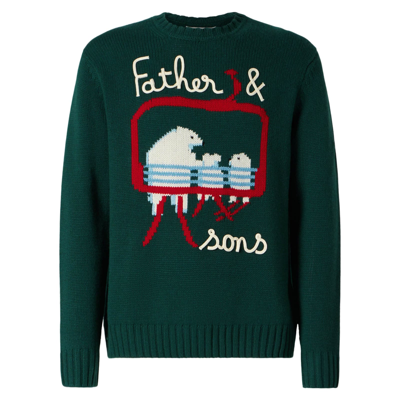 Mc2 Saint Barth Father Sons Green Polar Ski Sweater In Green