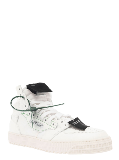Shop Off-white 3.0 Off Court White High Top Sneakers With Zip-tie Detail And Arrow Motif In Leather Man