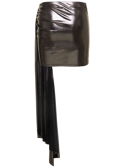 Blumarine Gonna Drappeggiata Argento Metallizzato In Metallic