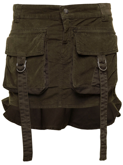 Minigonna Velluto In Olive