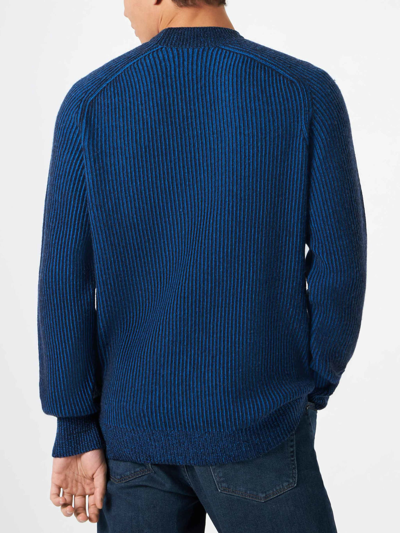 Mc2 Saint Barth Man Half-turtleneck Ribbed Blue Sweater