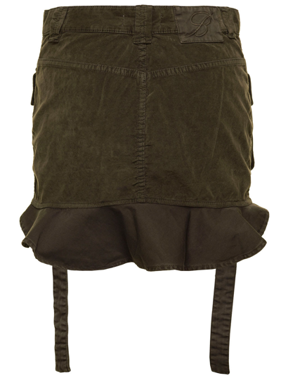 Blumarine Olive Green Medium Waist Miniskirt In Green