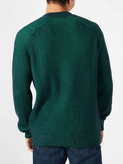 Mc2 Saint Barth Man Green Half-turtleneck Ribbed Sweater