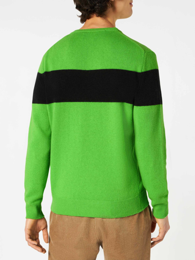 Shop Mc2 Saint Barth Man Fluo Green Sweater With Off-piste Lettering