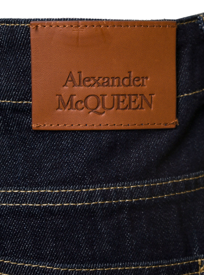 Shop Alexander Mcqueen Worker Blue Jeans With Maxi Pockets In Cotton Denim Man