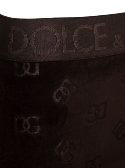 Shop Dolce & Gabbana Dg Velvet Leggings In Brown