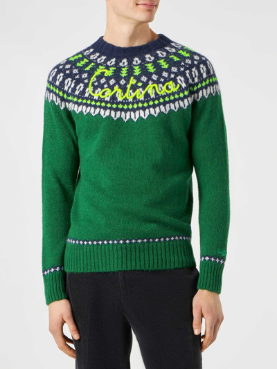 Mc2 Saint Barth Man Brushed Sweater With Icelandic Jacquard