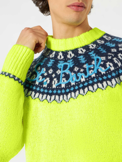 Mc2 Saint Barth Man Brushed Sweater With Icelandic Jacquard