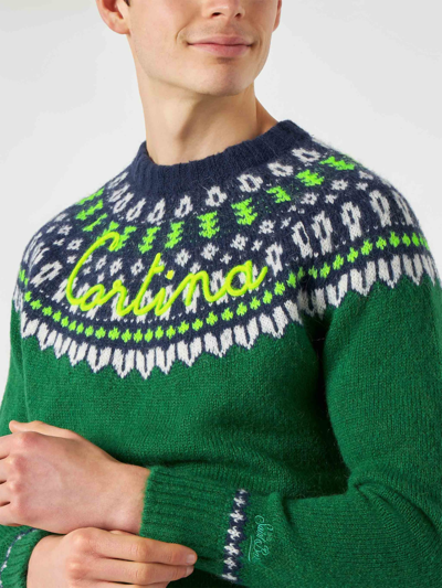 Mc2 Saint Barth Man Brushed Sweater With Icelandic Jacquard