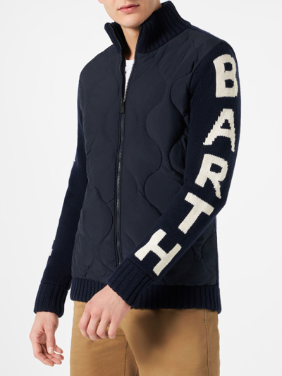 Shop Mc2 Saint Barth Man Blue Padded Jacket
