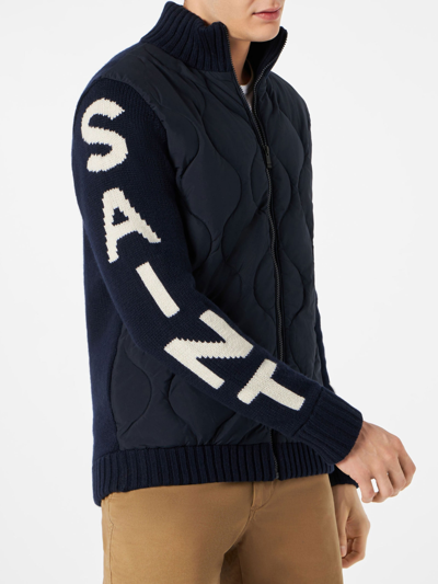 Shop Mc2 Saint Barth Man Blue Padded Jacket