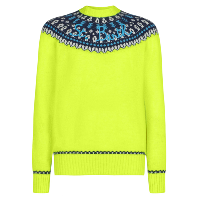 Mc2 Saint Barth Man Brushed Sweater With Icelandic Jacquard